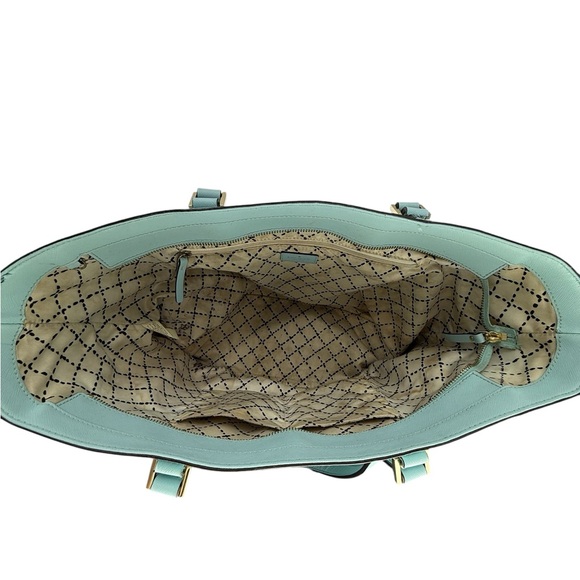 Kate Spade Newbury Lane Dally Tote Blue Hydrangea Saffiano Cow Leather Work Bag - Picture 7 of 16